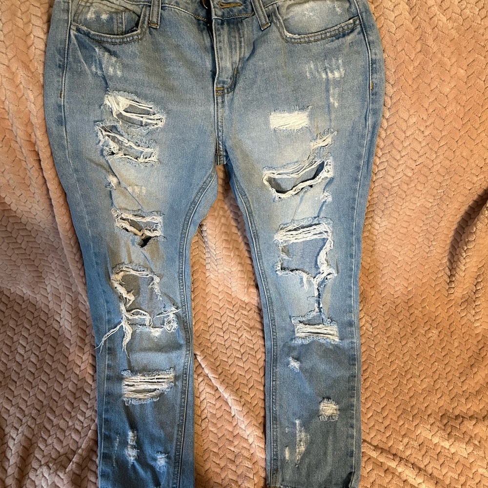 Cello Light Blue Distressed Skinny Jeans